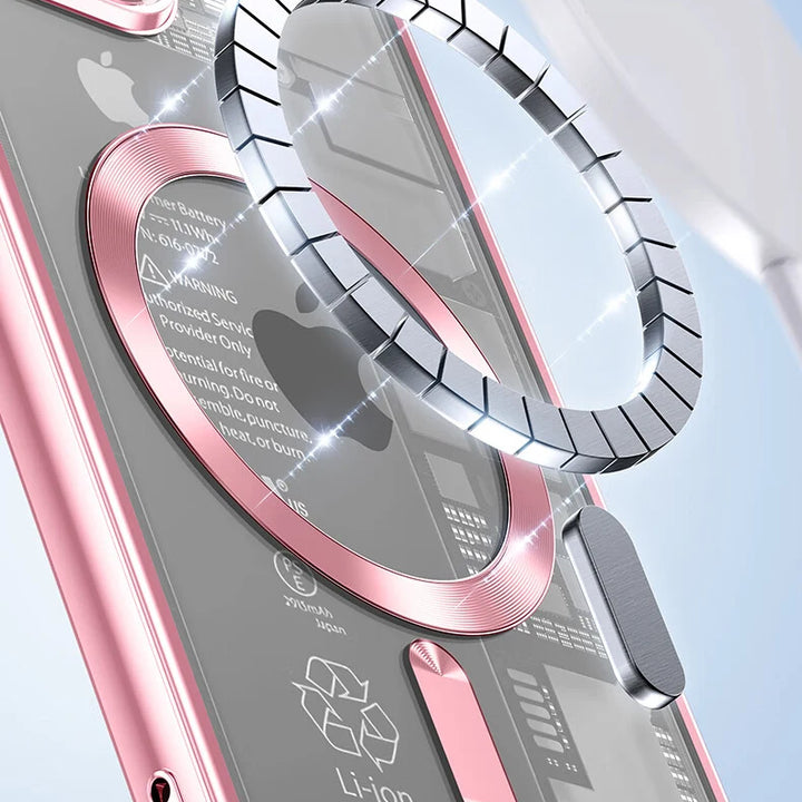 Original Plating Transparent Not Yellowing Case for iPhone 16 15 14 13 12 11 Pro Max Plus Fall Prevention Magsafe Magnetic Cover