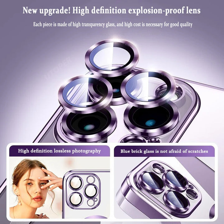 Original Plating Transparent Not Yellowing Case for iPhone 16 15 14 13 12 11 Pro Max Plus Fall Prevention Magsafe Magnetic Cover