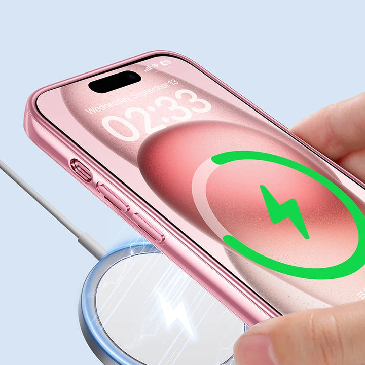 Original Plating Transparent Not Yellowing Case for iPhone 16 15 14 13 12 11 Pro Max Plus Fall Prevention Magsafe Magnetic Cover